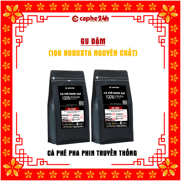 1kg cà phê PHA PHIN 100% Robusta cà phê nguyên chất thương hiệu Caphe24h.vn (tùy chọn dạng bột/ dạng hạt)